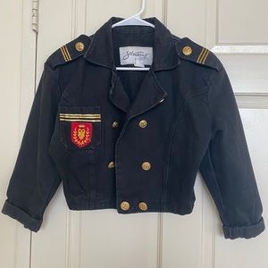 Black Military Style Blazer with Gold Accents
